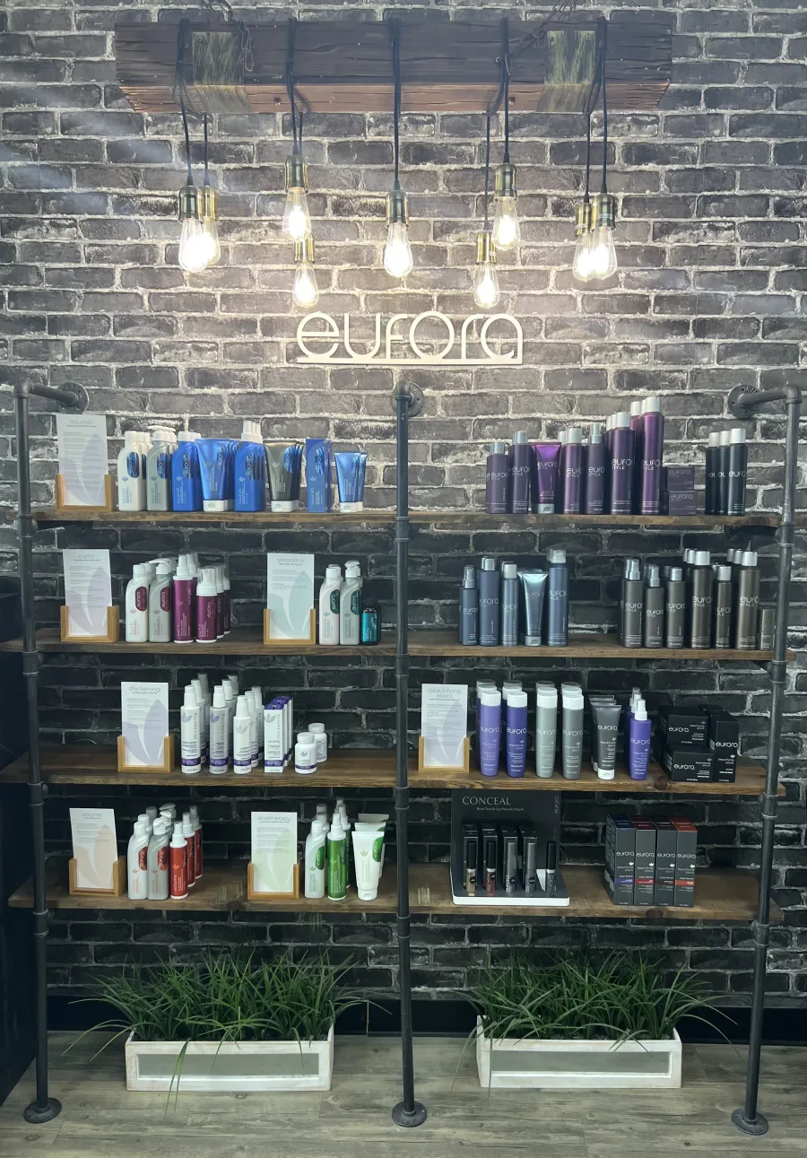 The Loft Salon's Eufora retail product wall